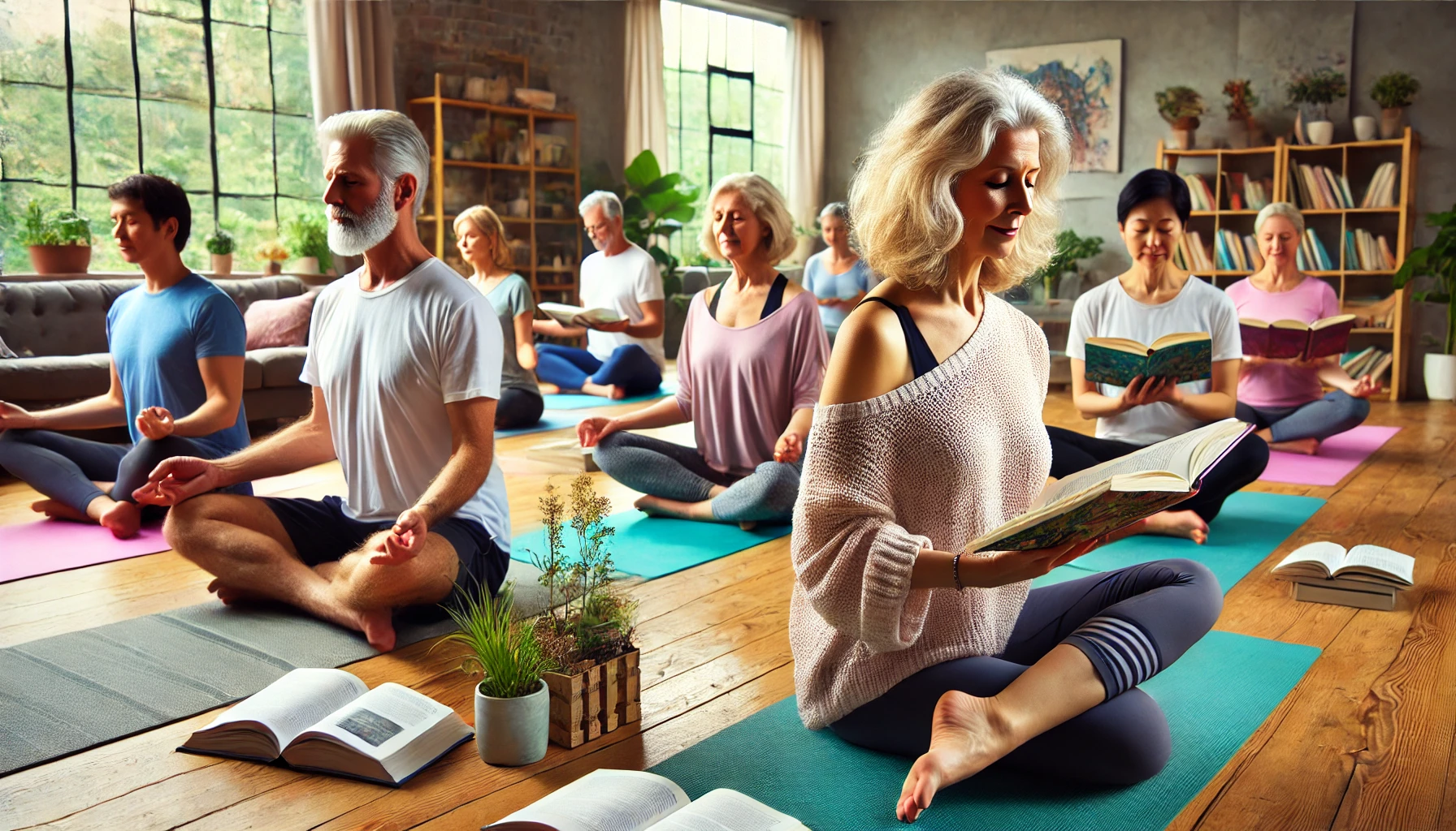 Doing Yoga And Reading