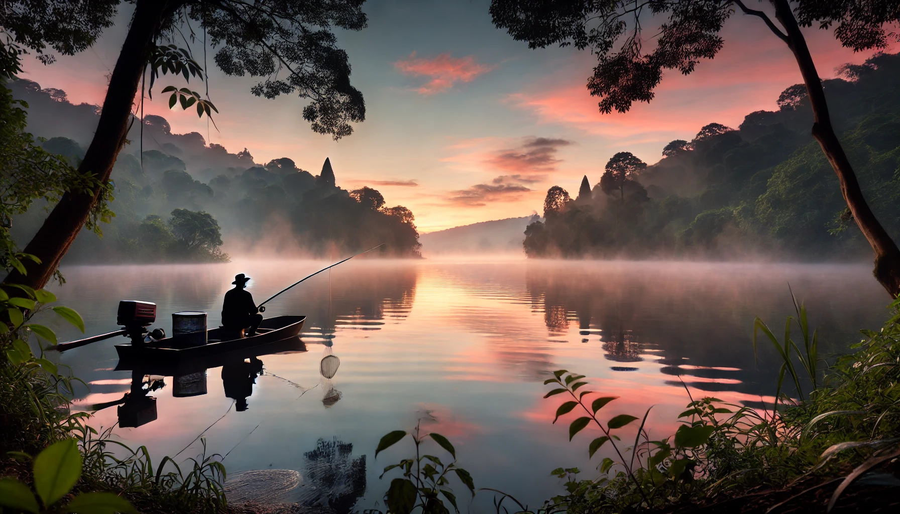 Fishing on a lake