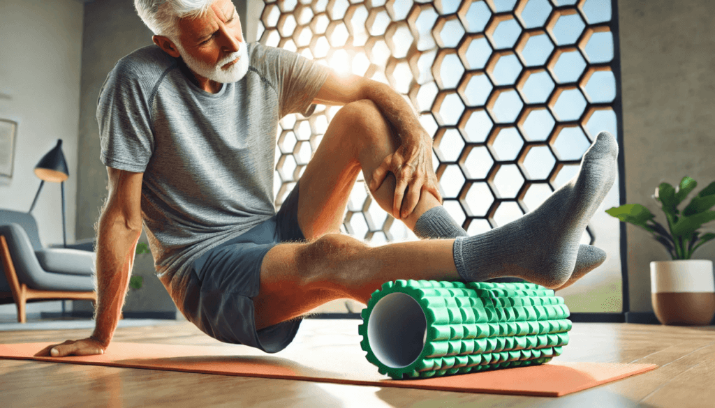 Boomer Doing Foam Rolling