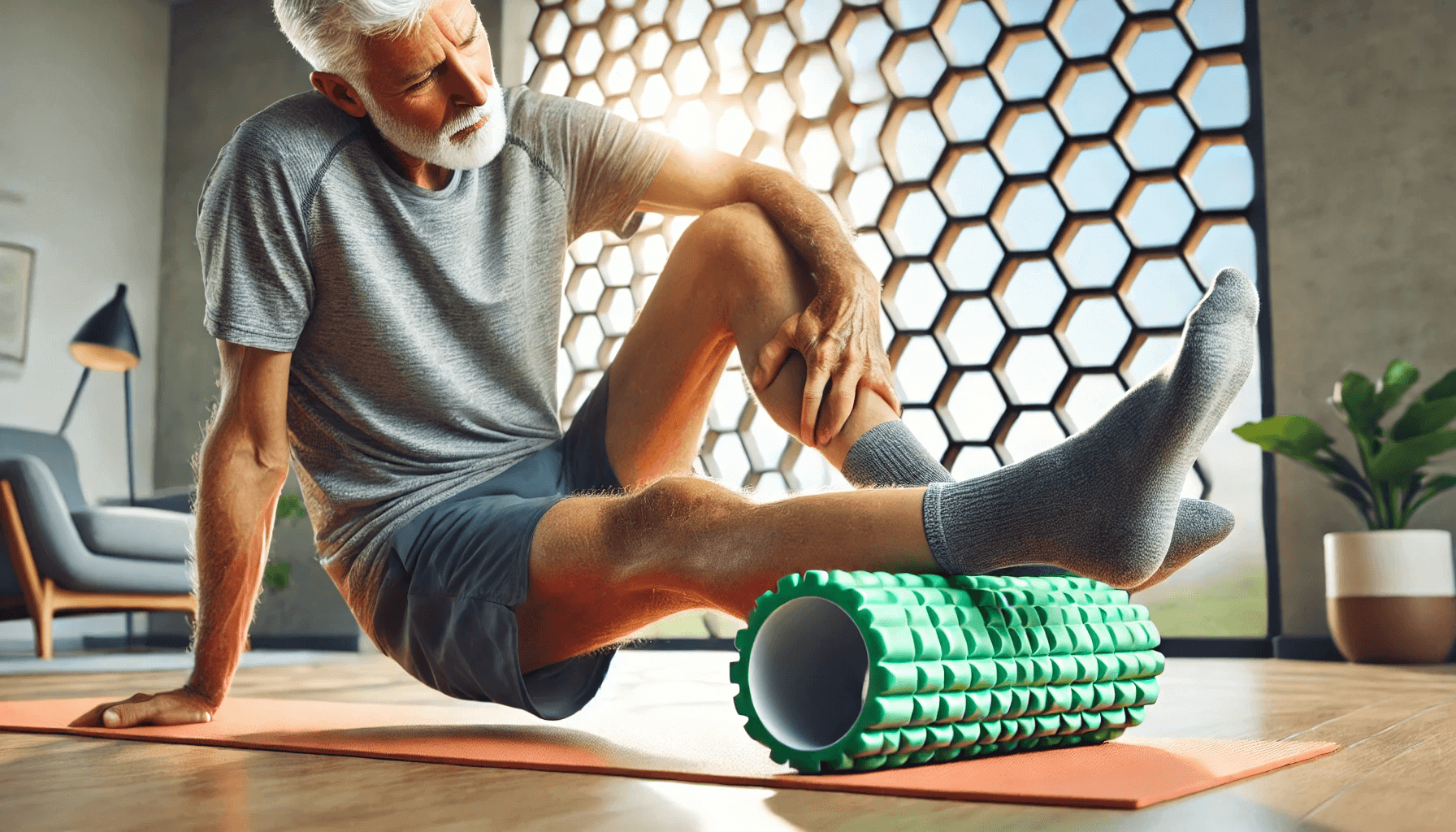 Boomer Doing Foam Rolling