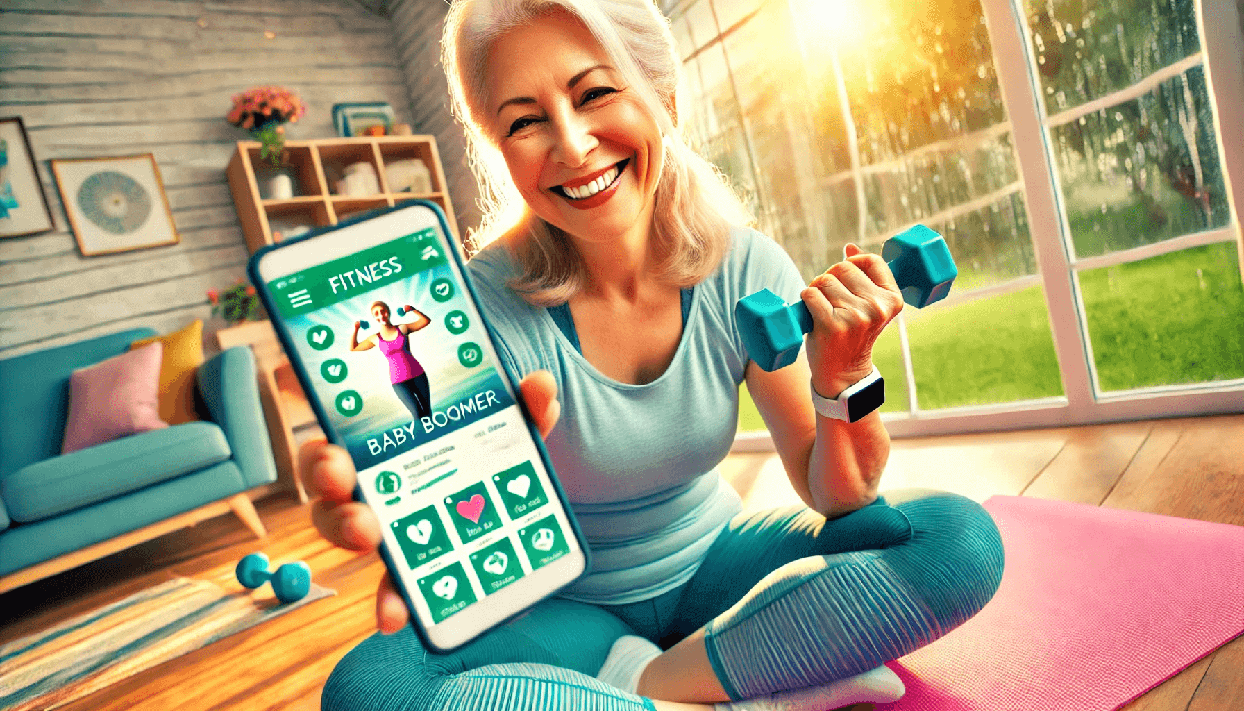 Boomer usiing a fitness app