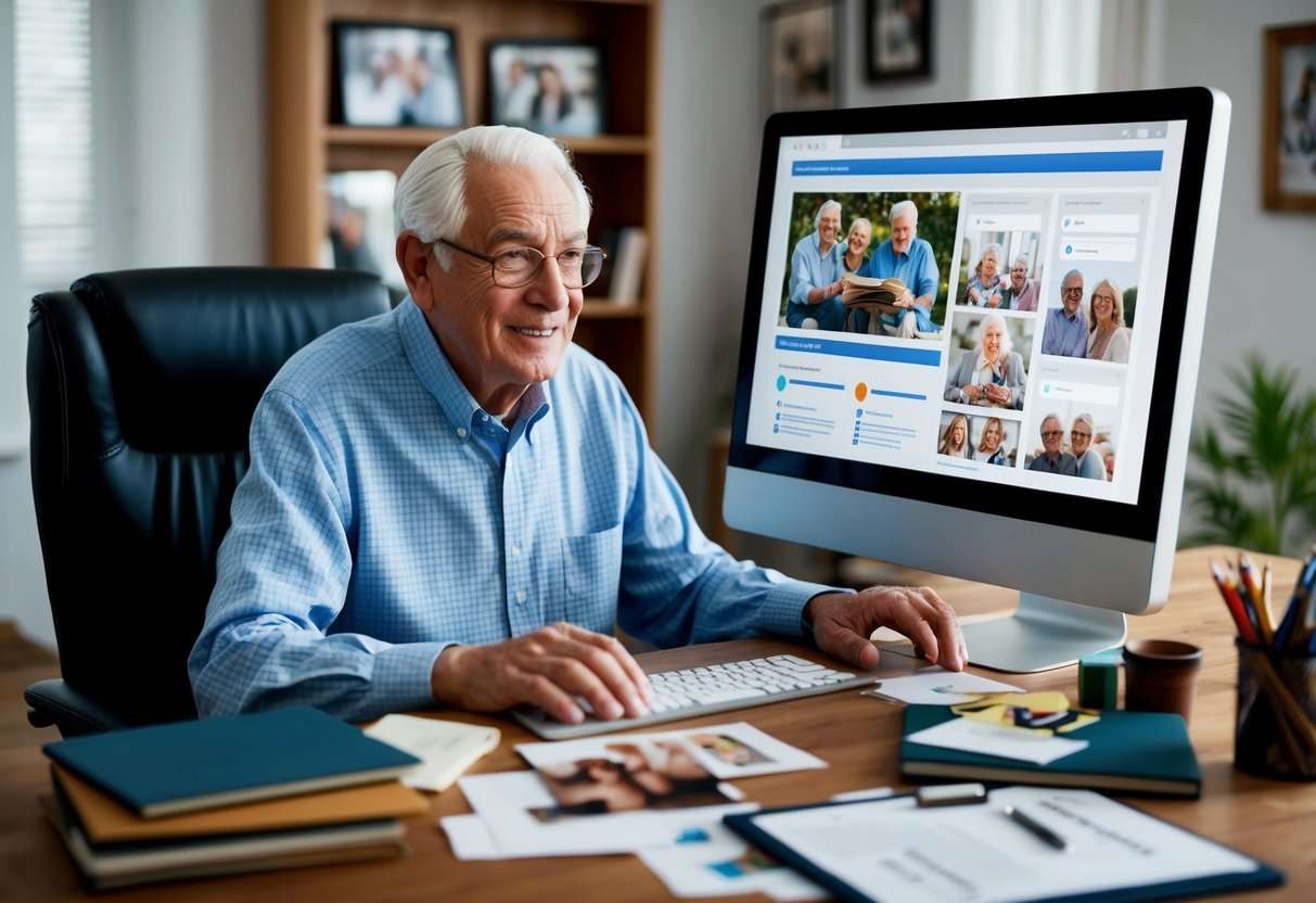 Older Man using a genealogy website