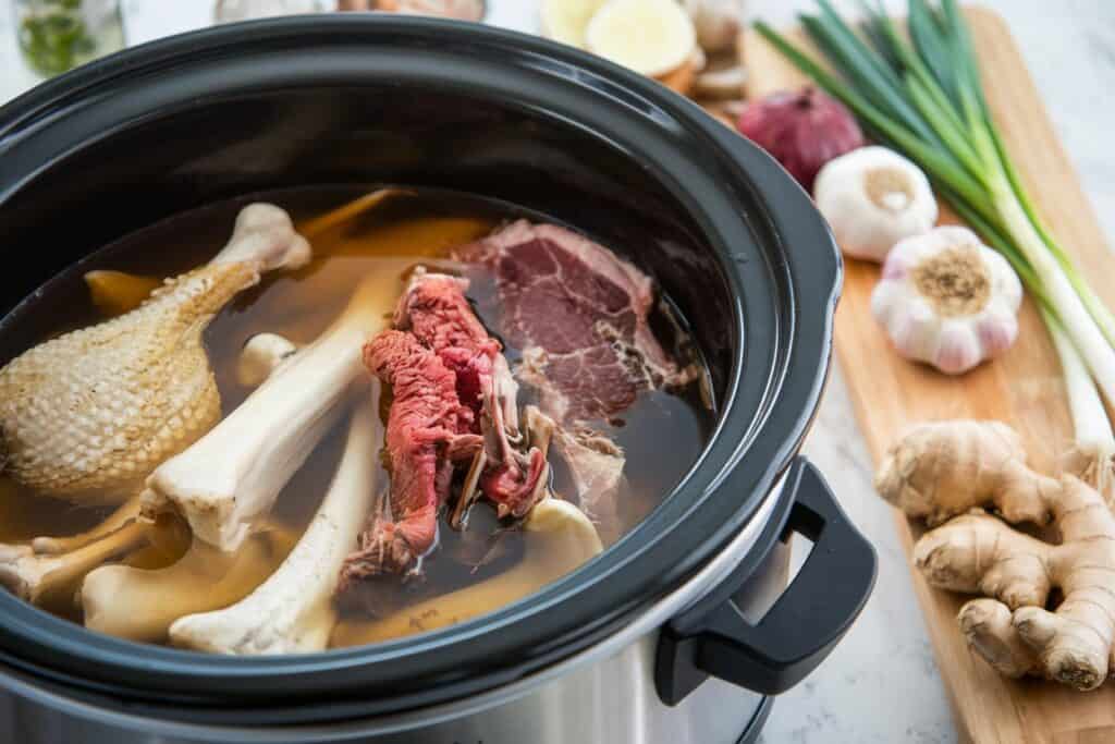 slow cooker with bone broth Asian Style